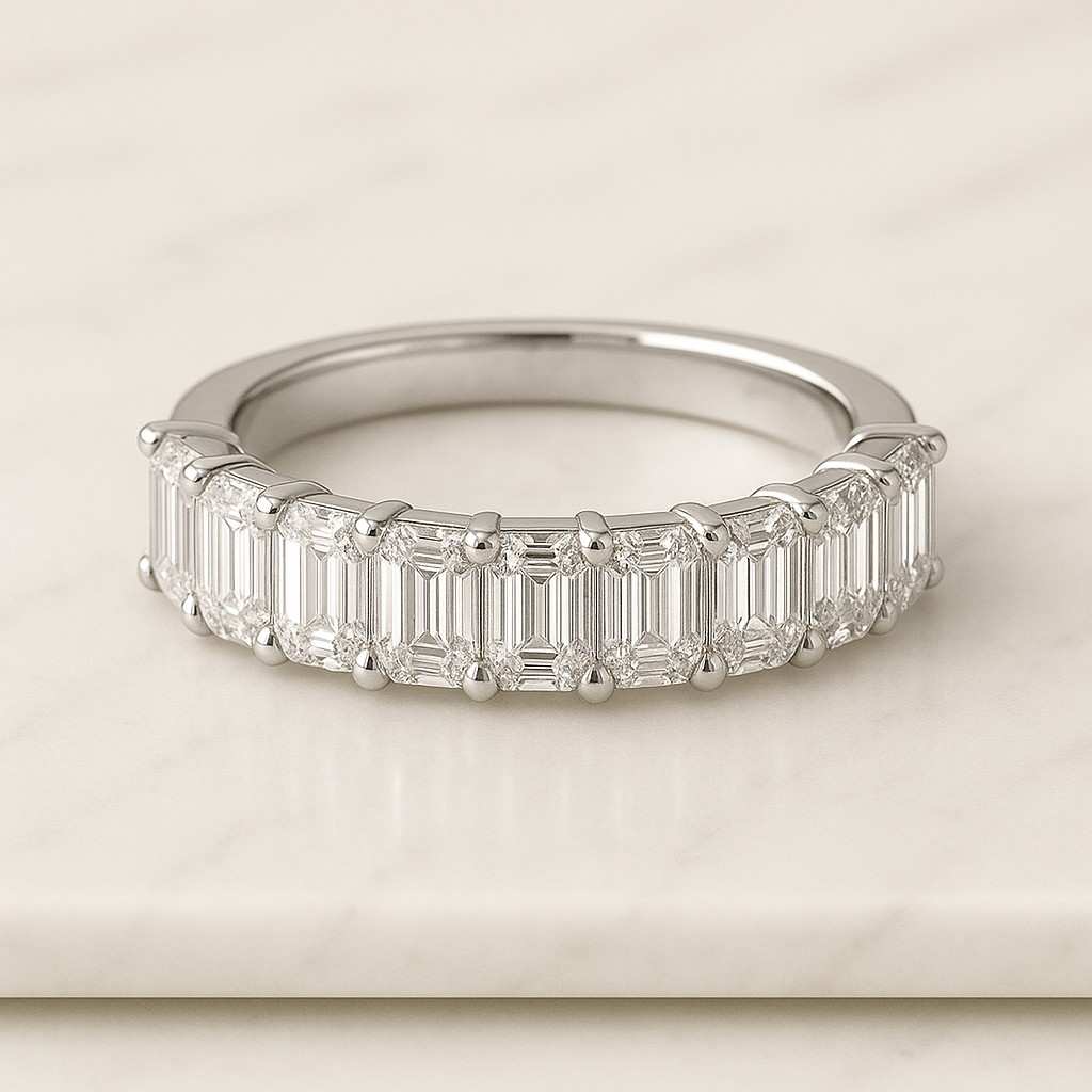 Emerald 14K Gold Full Eternity Band May Birthstone Matching Band Wedding Ring Green Gemstone Ring Gift for Women Stacking Band Promise Ring