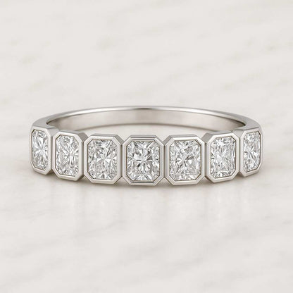 Full Eternity Wedding Band 14K Solid White Gold Proposal Band, Fancy Promise Band Gift for Women