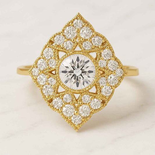 Emerald Cut Lab Grown Diamond Signet Ring 14K Gold Bezel Set Dainty Engagement Ring