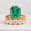 Emerald Diamond Ring Set Stacked Engagement Ring
