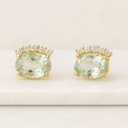 Buy 2.00 CT Oval Cut Half Halo Birthstone Stud Earrings Online