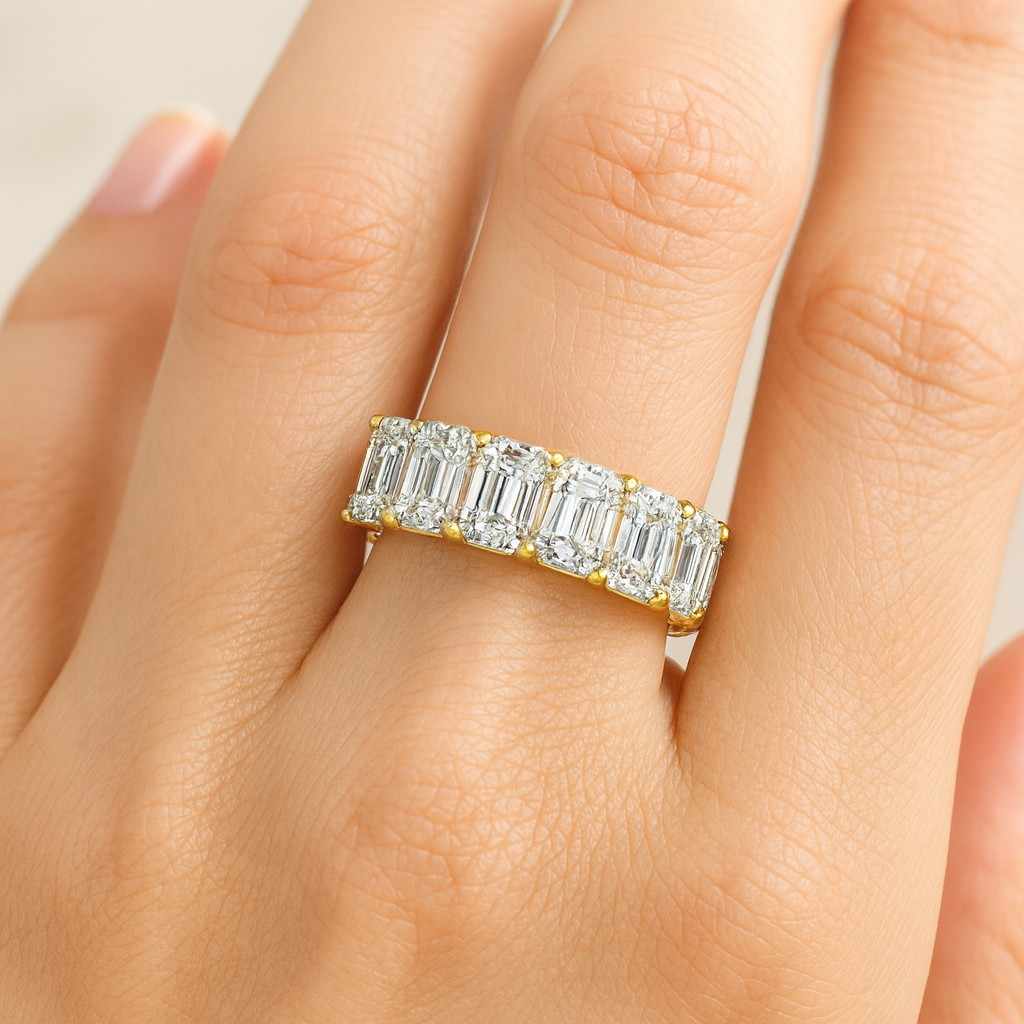 Emerald 8.00tcw Lab Diamond Full Eternity Band  Wedding Ring  IGI Certified