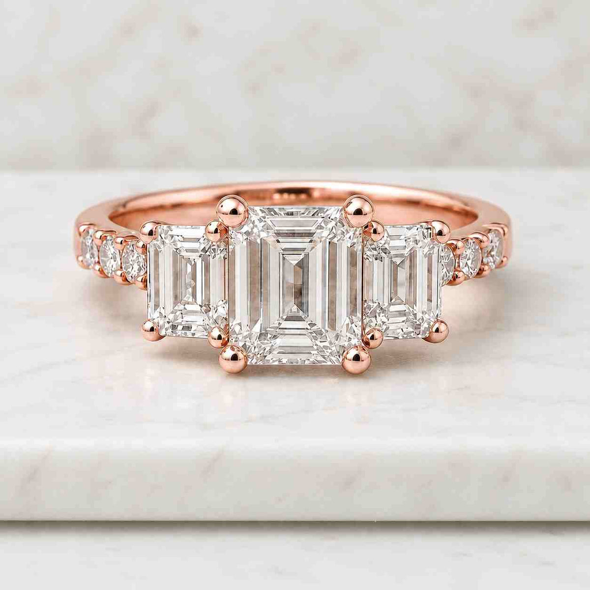Emerald Cut 3.00 TCW IGI Certified Lab-Grown Diamond Solitaire Ring with Tapered Diamonds & Moissanite Option – Engagement in 14K White Gold
