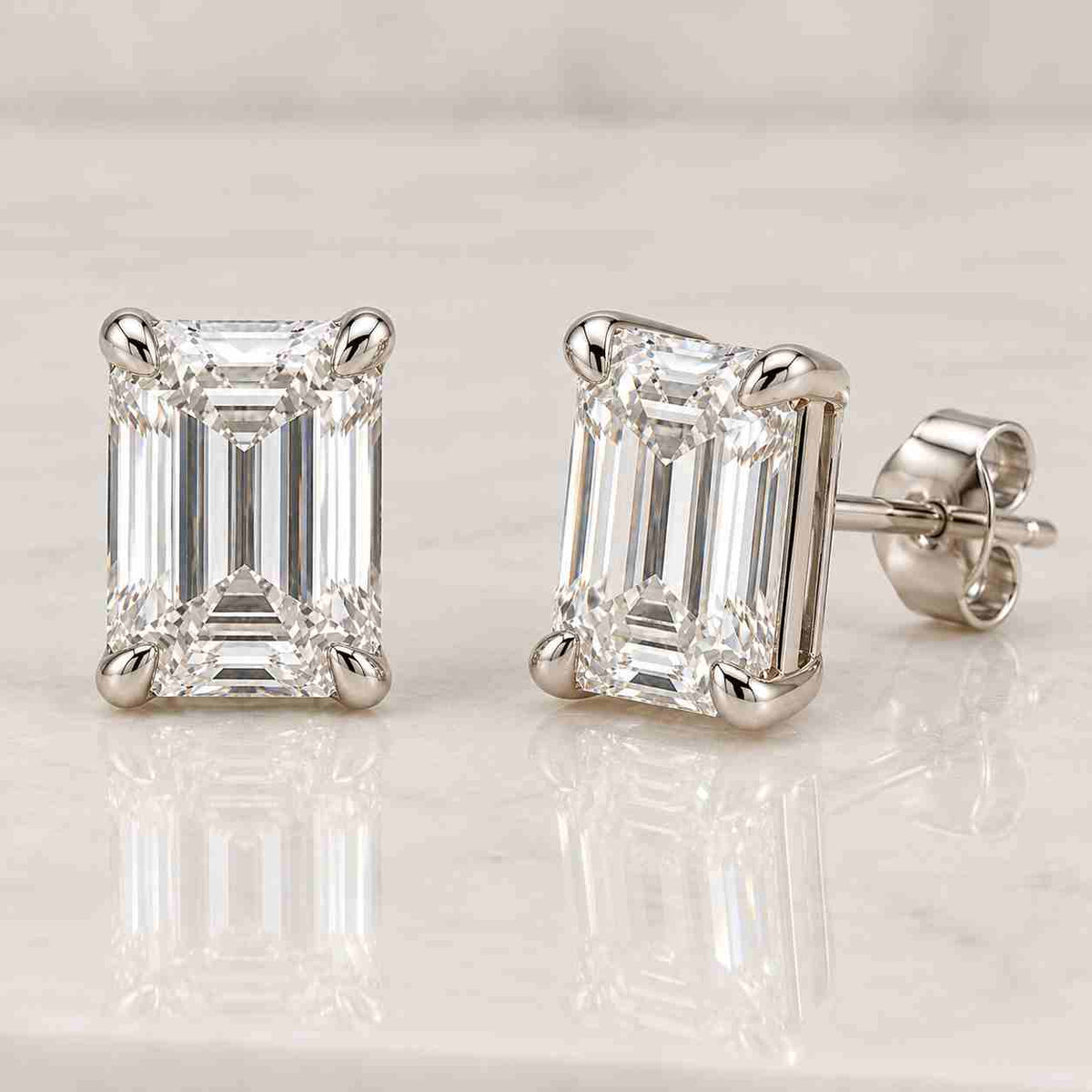 Emerald Cut Diamond Earrings for Women, 0.50 to 4.0 ct Lab Grown Diamond Stud Earrings, Push/Screw Back Earrings, Anniversary Gifts for Wife
