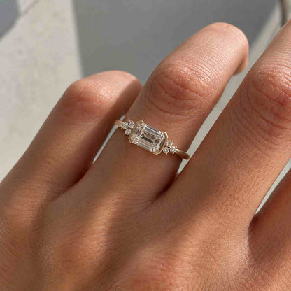 Emerald Cut Diamond Engagement Ring, 1.0 to 3.0 CT Emerald Cut Lab Grown Diamond Ring, Wedding Ring for Women Anniversary Gift, Ring for Her
