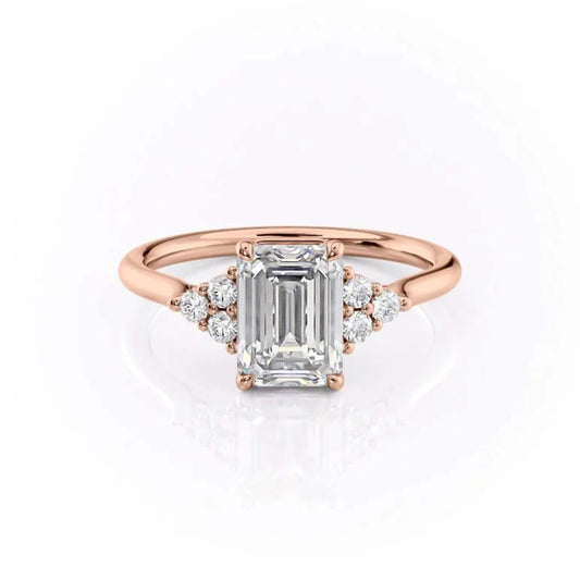 Emerald Cut Diamond Engagement Ring, Emerald Cut Lab Grown Diamond Ring