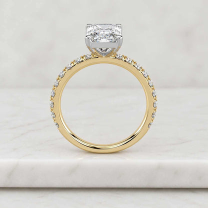 Emerald Cut Diamond Engagement Ring Genuine Lab Grown Diamond Ring