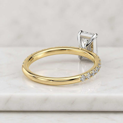 Emerald Cut Diamond Engagement Ring Genuine Lab Grown Diamond Ring, Halo Pave Setting Wedding Ring for Women Anniversary Gifts Promise Ring
