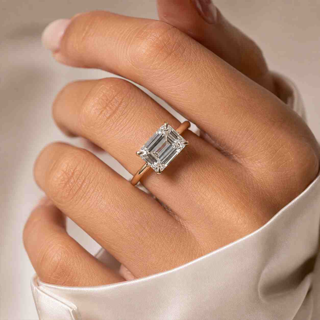 emerald cut diamond engagement ring for women with classic prong setting