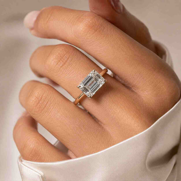 Emerald Cut Diamond Engagement Ring for Women with Classic Prong Setting