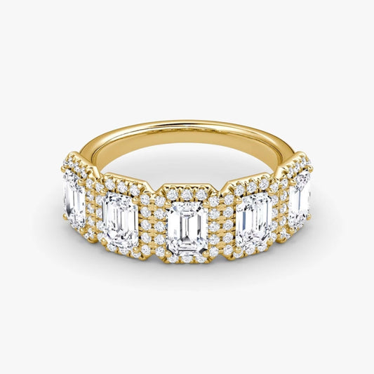 Emerald Cut Diamond Halo Wedding Ring