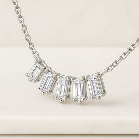 Emerald Cut Diamond Tennis Necklace Glamorous Lab Diamonds
