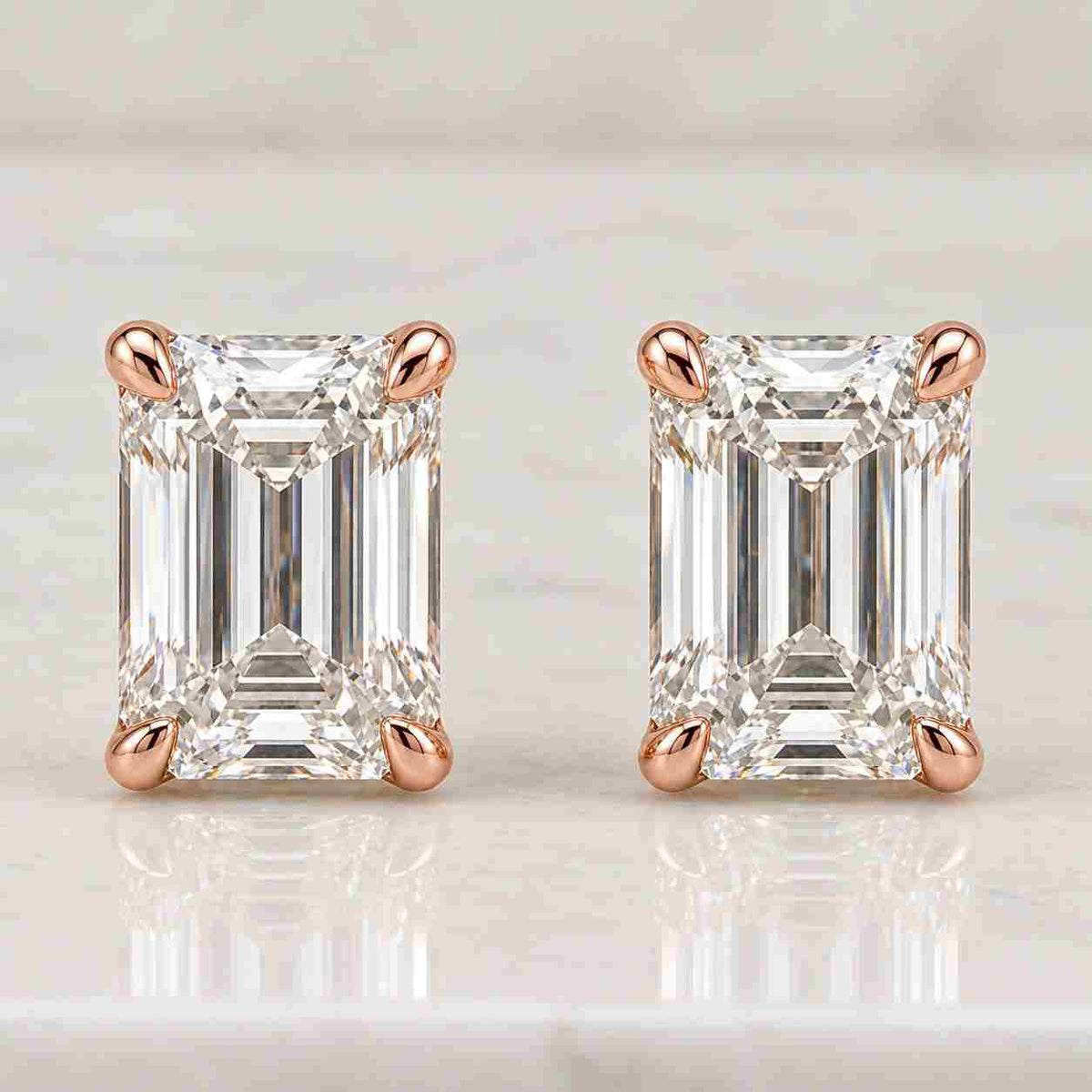 Emerald Cut Diamonds Studs, 1.00 ctw 14k Gold Bezel Setting Emerald Cut Lab Grown Diamond Earrings, Minimalist Emerald Cut Studs, Eliana
