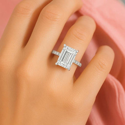 Emerald Cut East West 0.96 CT Lab Grown Engagement Ring