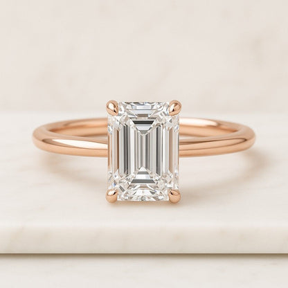 Emerald Cut Engagement Ring Emerald Lab Grown Diamond Solitaire Ring Emerald Cut Diamond Ring Wedding Ring for Women Best Anniversary Gifts