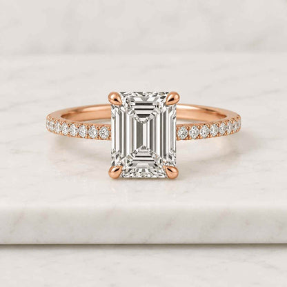 Emerald Cut Lab-Grown Diamond Ring Three Stone Engagement Ring Emerald Trilogy Ring Anniversary Gift IGI Certified Genuine Diamond Ring Gold
