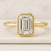 10k Bezel Set Emerald Cut Diamond Engagement Ring