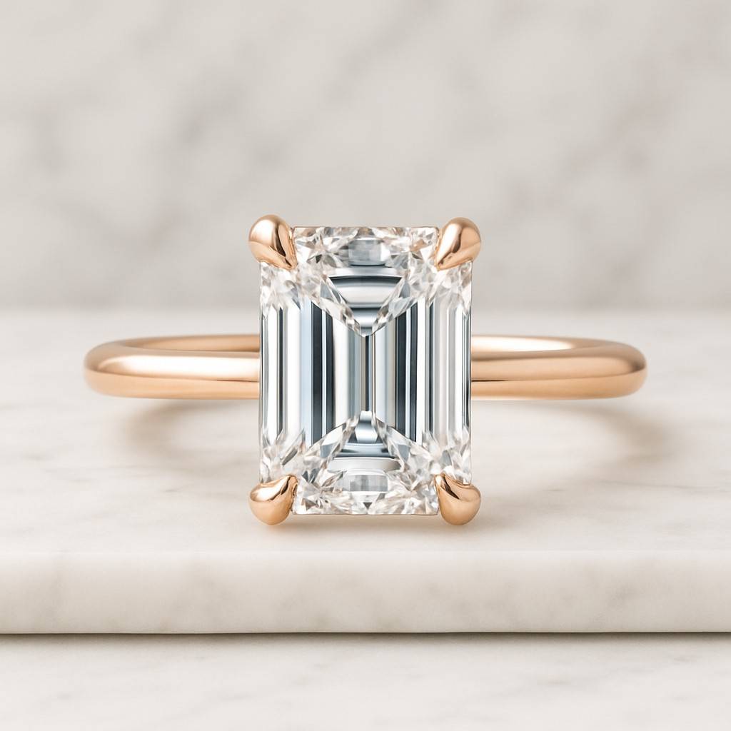 Emerald Cut Lab Diamond Solitaire Ring Four Prong Set Eco Friendly Diamond Ring
