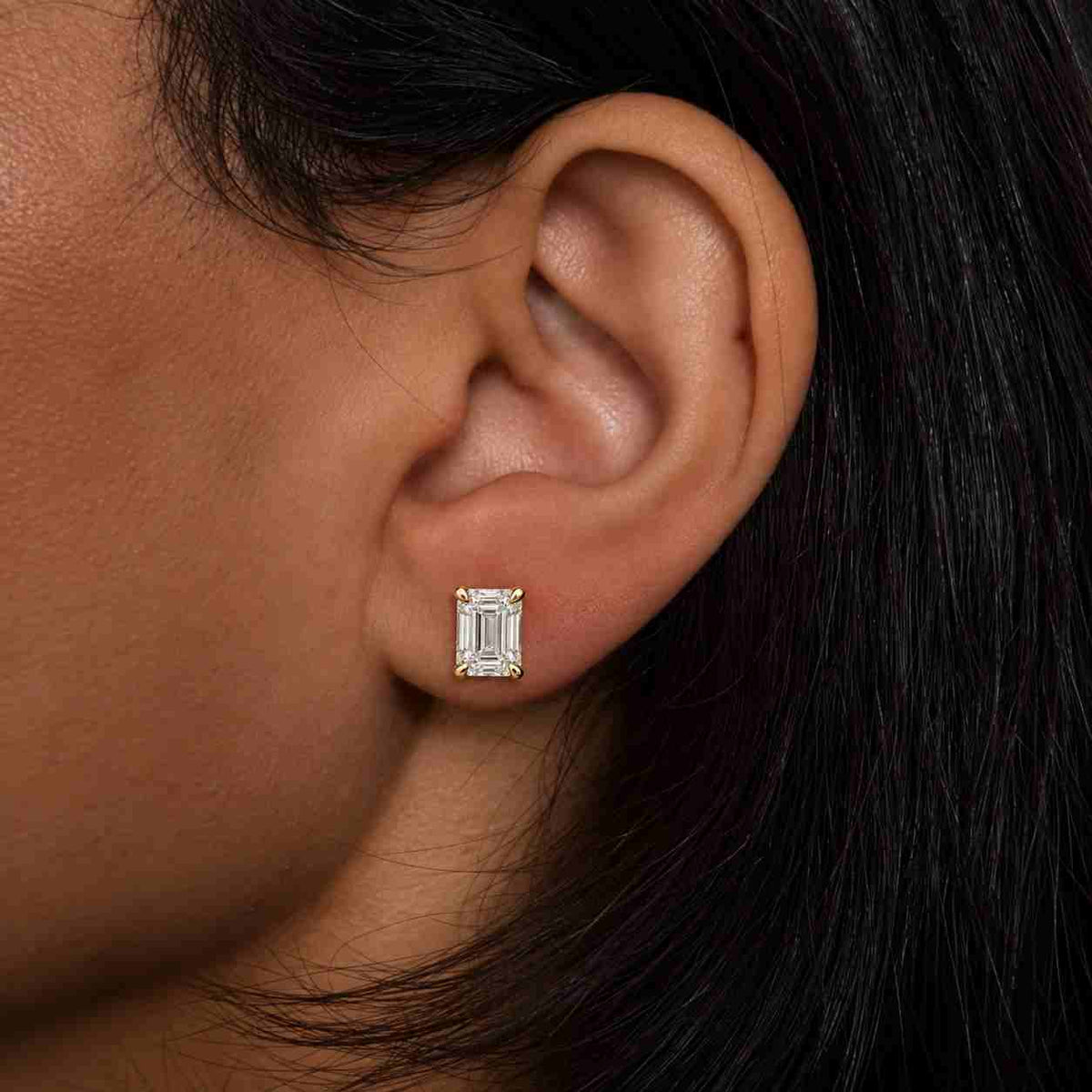 Emerald Cut Lab Diamond Stud Earrings