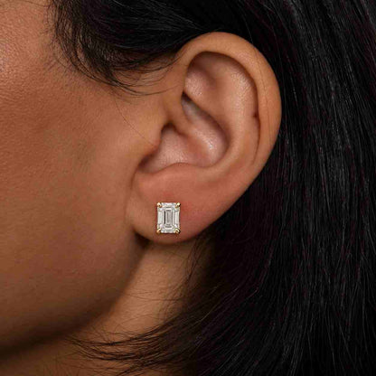 Emerald Cut Lab Diamond Stud Earrings