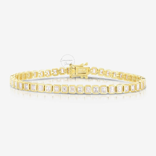Emerald Cut Lab Diamond Tennis Bracelet