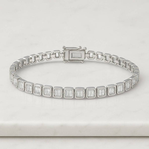 Emerald Cut Lab Diamond Tennis Bracelet  Eco Friendly Diamond Box Clasp Bracelet