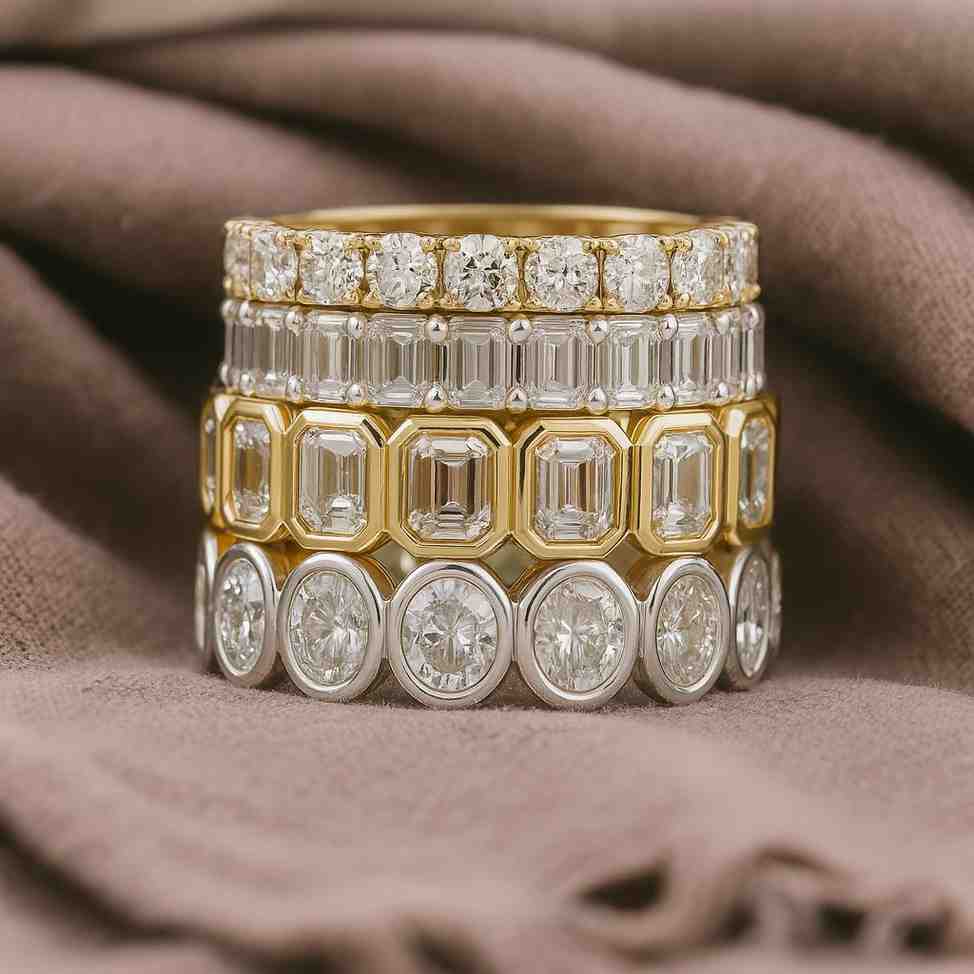 Emerald Cut Lab Grown Band Full Eternity Matching Band Luxurious Style Diamond Band