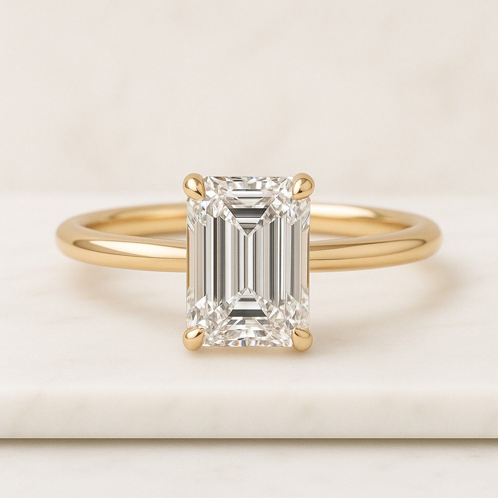 Emerald Cut Lab Grown Diamond Engagement Ring 2.00Ct Emerald Diamond Ring With Side Diamond Attached Proposal Ring  Anniversary Gift