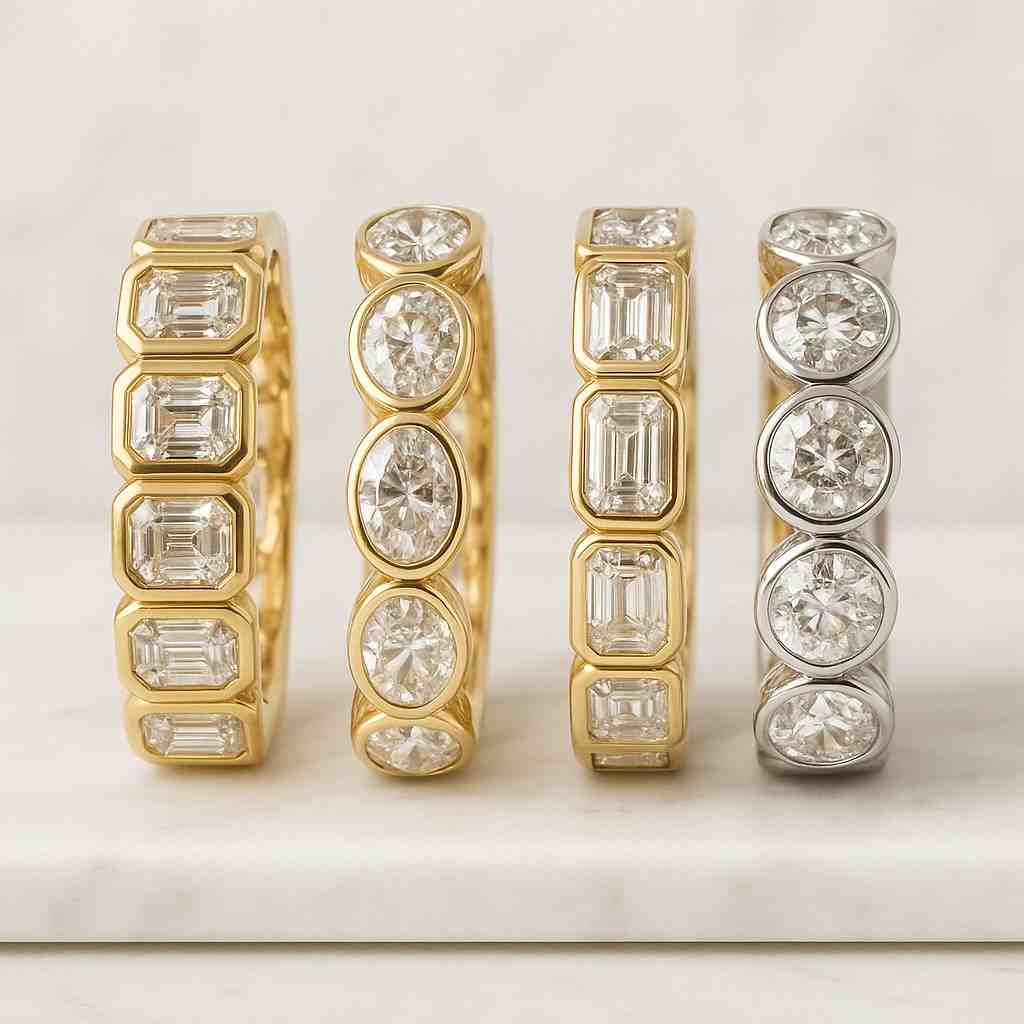 emerald cut lab grown diamond eternity ring 5 stone ring for anniversary gift