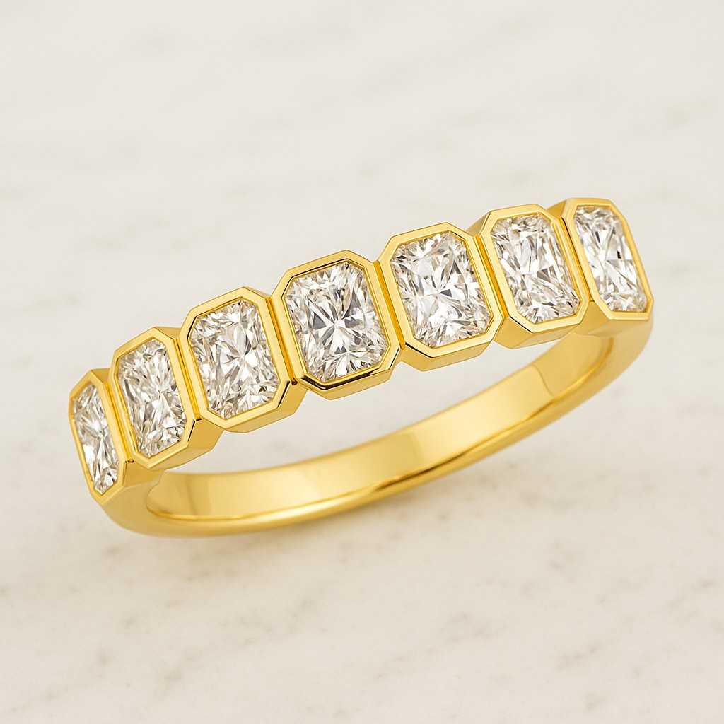 emerald cut lab grown diamond full eternity band  stackable full eternity band