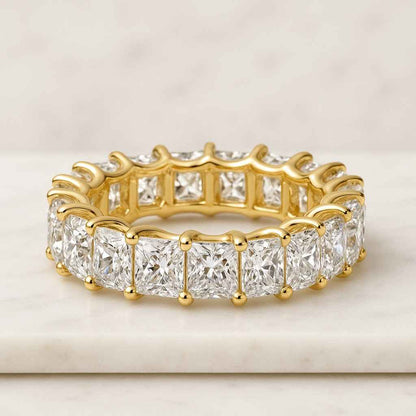 Emerald Cut Lab Grown Diamond Full Eternity Wedding Band