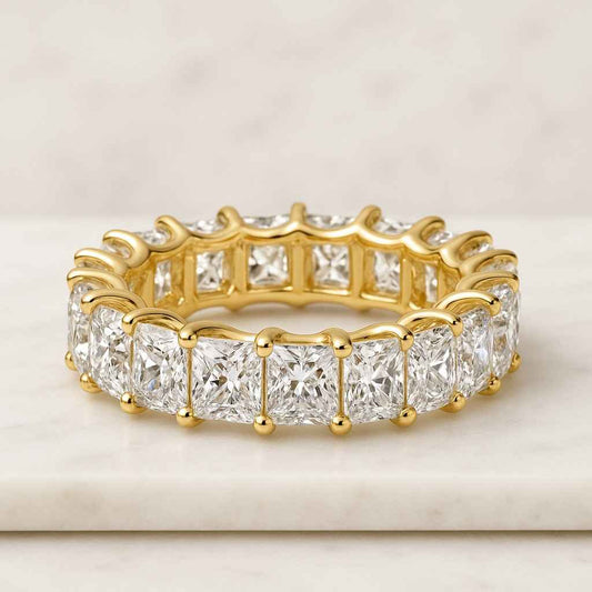 Emerald Cut Lab Grown Diamond Full Eternity Wedding Band