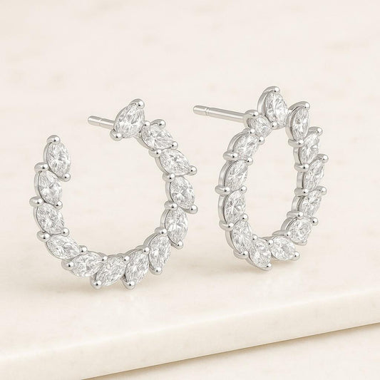 Emerald Cut Lab Grown Diamond Halo Stud Earrings 18K Rose Gold Minimalist Jewelry