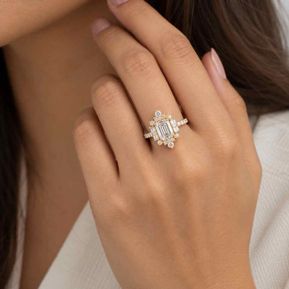 Emerald Cut, Lab Grown Diamond Ring | 14K Yellow Gold, Bezel Solitaire - 3.00 Ct, IGI Certified
