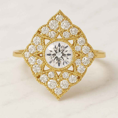 Emerald Cut Lab Grown Diamond Signet Ring 14K Gold Bezel Set Dainty Engagement Ring