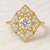 0.70 CT Deco Baroque Round Cut Lab Grown Diamond Ring