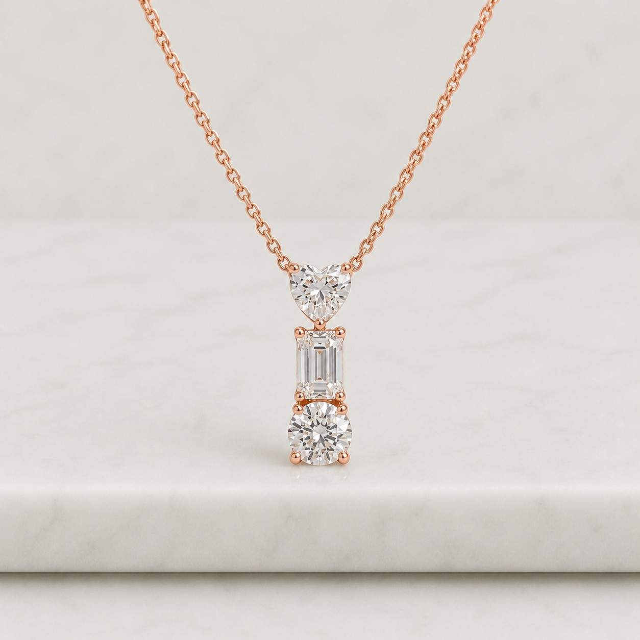 emerald cut lab grown diamond solitaire necklace, 14k gold dainty necklace for women, emerald diamond everyday necklace for anniversary gift