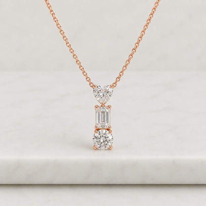 Emerald Cut Lab Grown Diamond Solitaire Necklace, 14K Gold Dainty Necklace For Women, Emerald Diamond Everyday Necklace For Anniversary Gift
