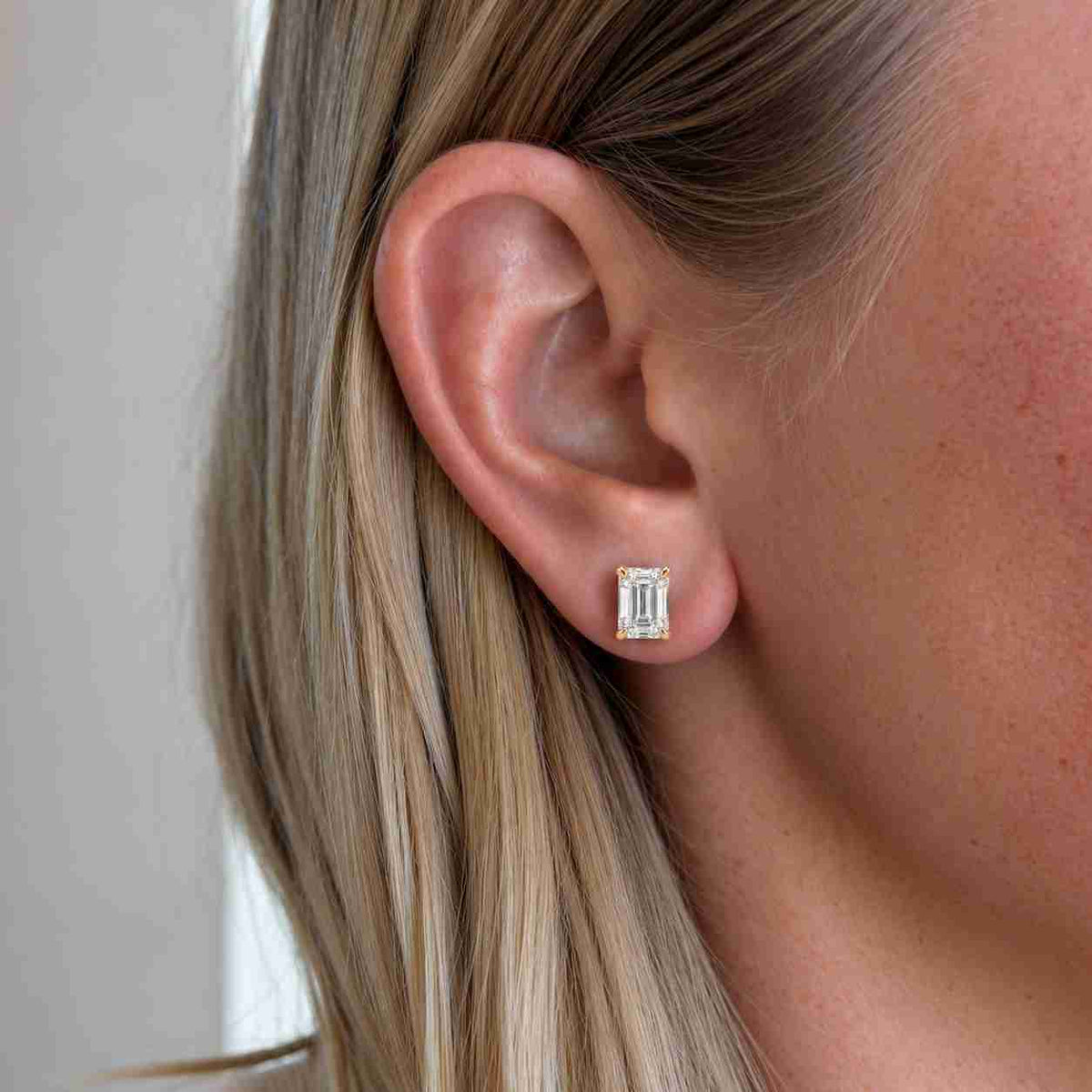 Emerald Cut Lab Grown Diamond Stud Earrings - 10K 14K 18K Gold Platinum & Silver | 0.50-10 Ctw | IGI Certified | Gift for Her
