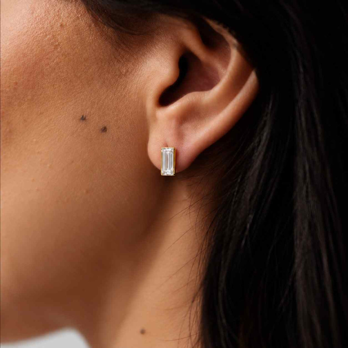 Emerald Cut Lab Grown Diamond Stud Earrings, Everyday Wear Minimalist Stud Earrings, Claw Prong Set Solitaire Earrings, Perfect Gift
