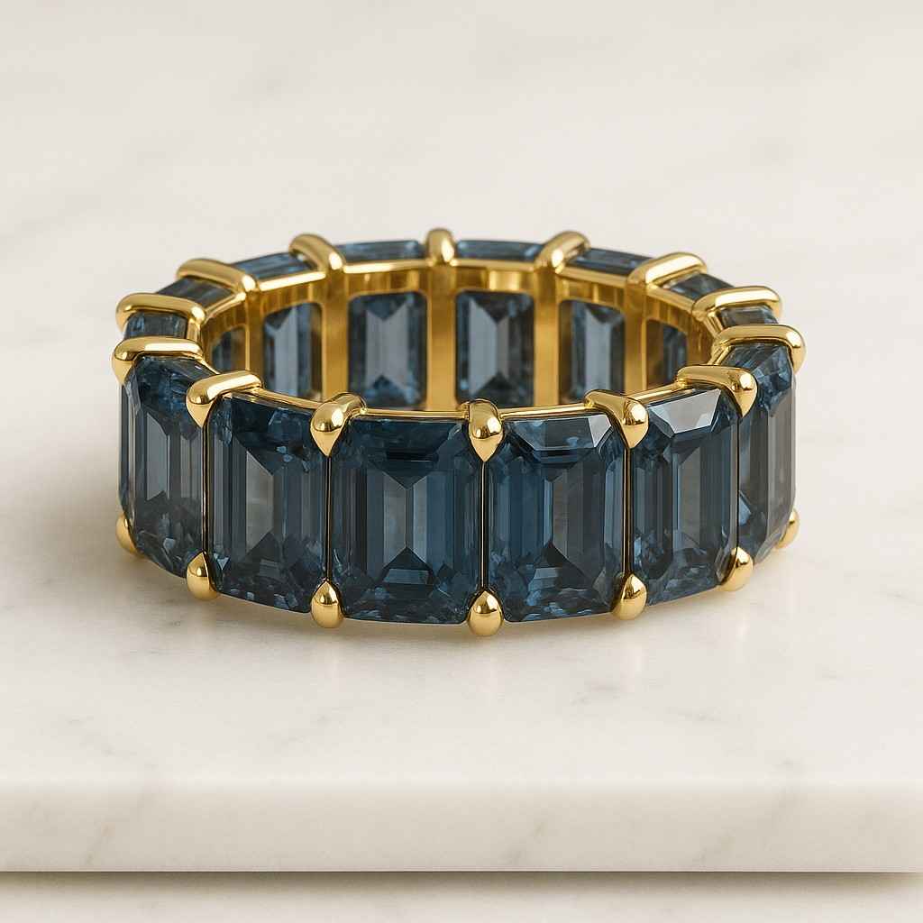 Emerald Cut Lab Grown Diamond Wedding Band Emerald Cut Half Eternity Band