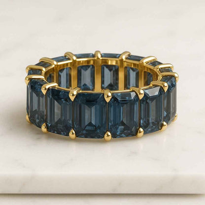 Emerald Cut Lab Grown Diamond Wedding Band Emerald Cut Half Eternity Band