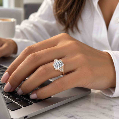 Emerald Cut Lab Grown Diamond Engagement Ring 