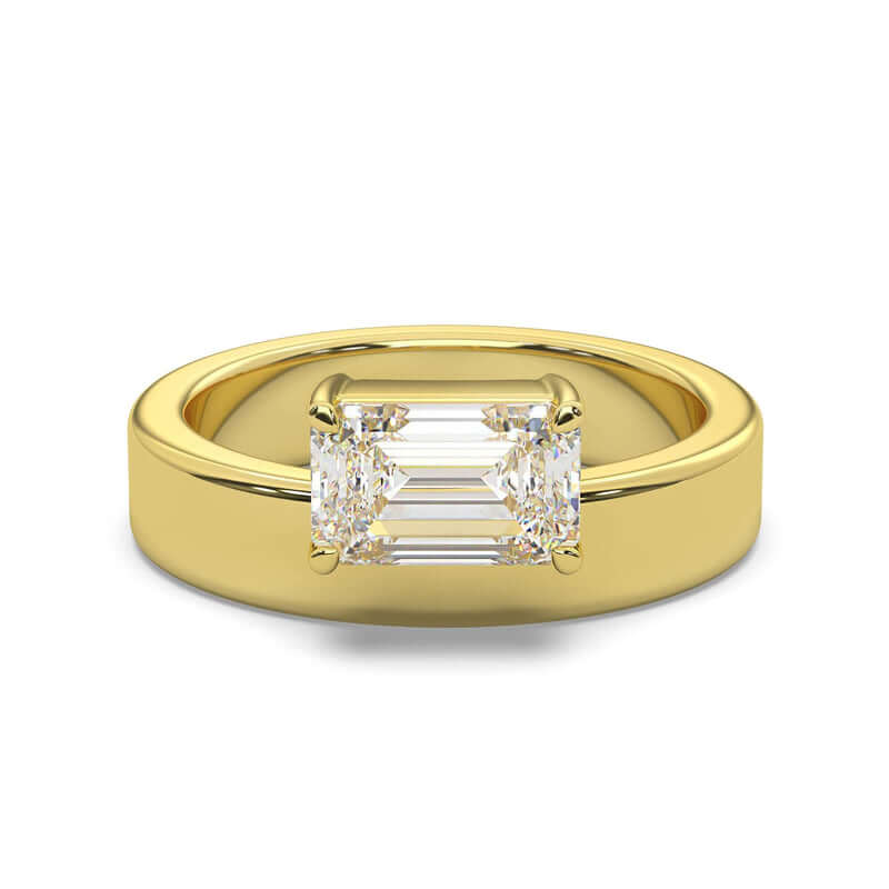 Emerald Cut Moissanite Diamond Solitaire Ring