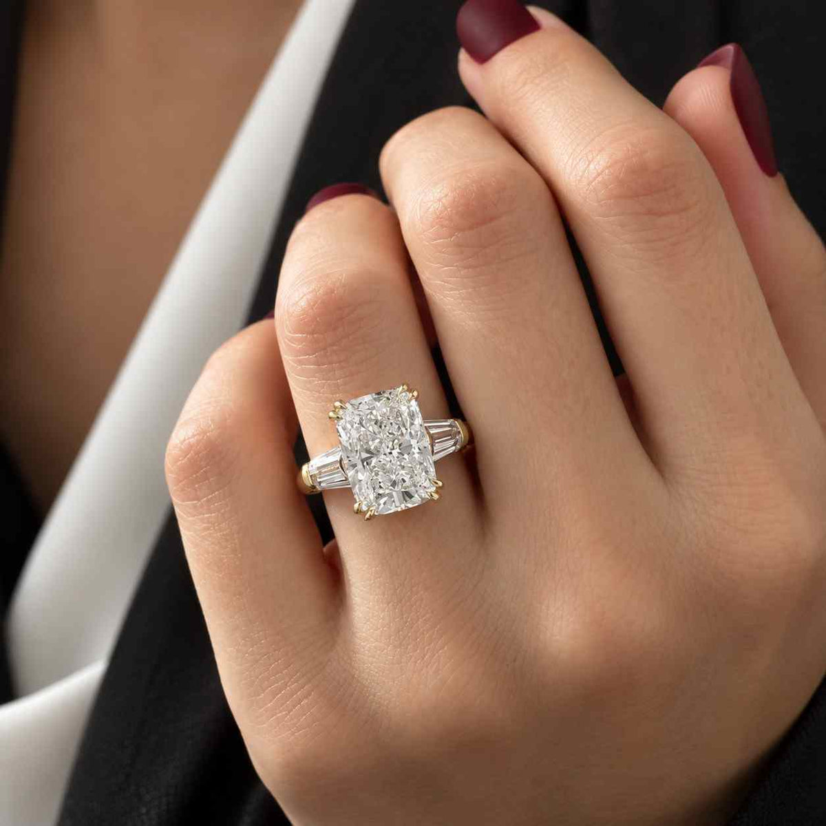Emerald Cut Ring, Three-Stone Trilogy Engagement Band | 14K Gold | 2.60 CTW, EF VS+ Lab Diamond