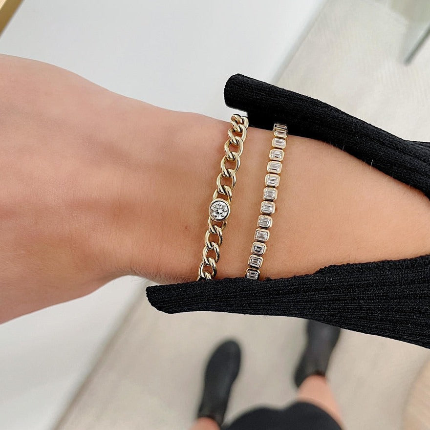 Emerald Cut Simulated Diamond Bracelet