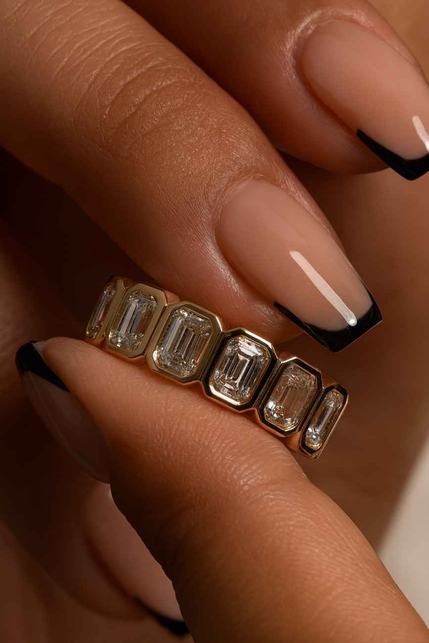 Emerald Cut Wedding Ring Full Eternity Emerald Lab Grown Diamond Ring Stackable Engagement Ring