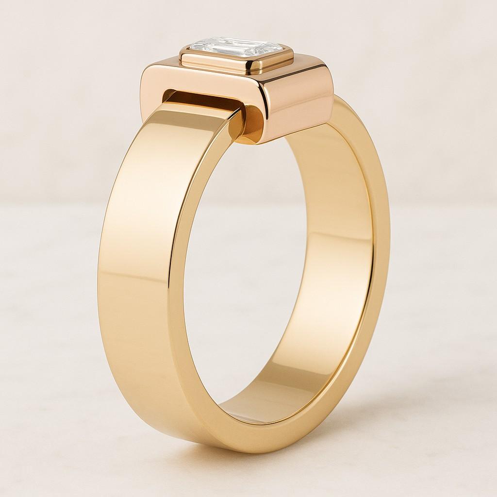 Emerald Cut Wedding Ring Genuine Lab Grown Diamond Band 5 Stone Ring Prong Setting Emerald Lab Grown Diamond Ring