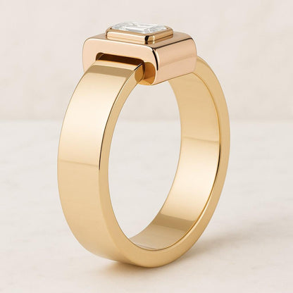 Emerald Cut Wedding Ring Genuine Lab Grown Diamond Band 5 Stone Ring Prong Setting Emerald Lab Grown Diamond Ring