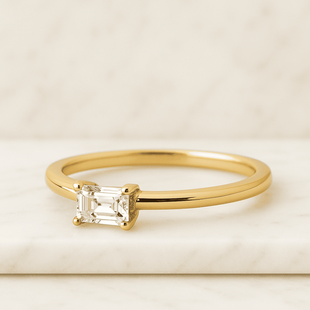 Emerald Cut Wedding Ring Real Lab Grown Diamond Band 7 Stone Diamond Ring Genuine Emerald Cut Diamond Anniversary Ring Prong Setting Ring